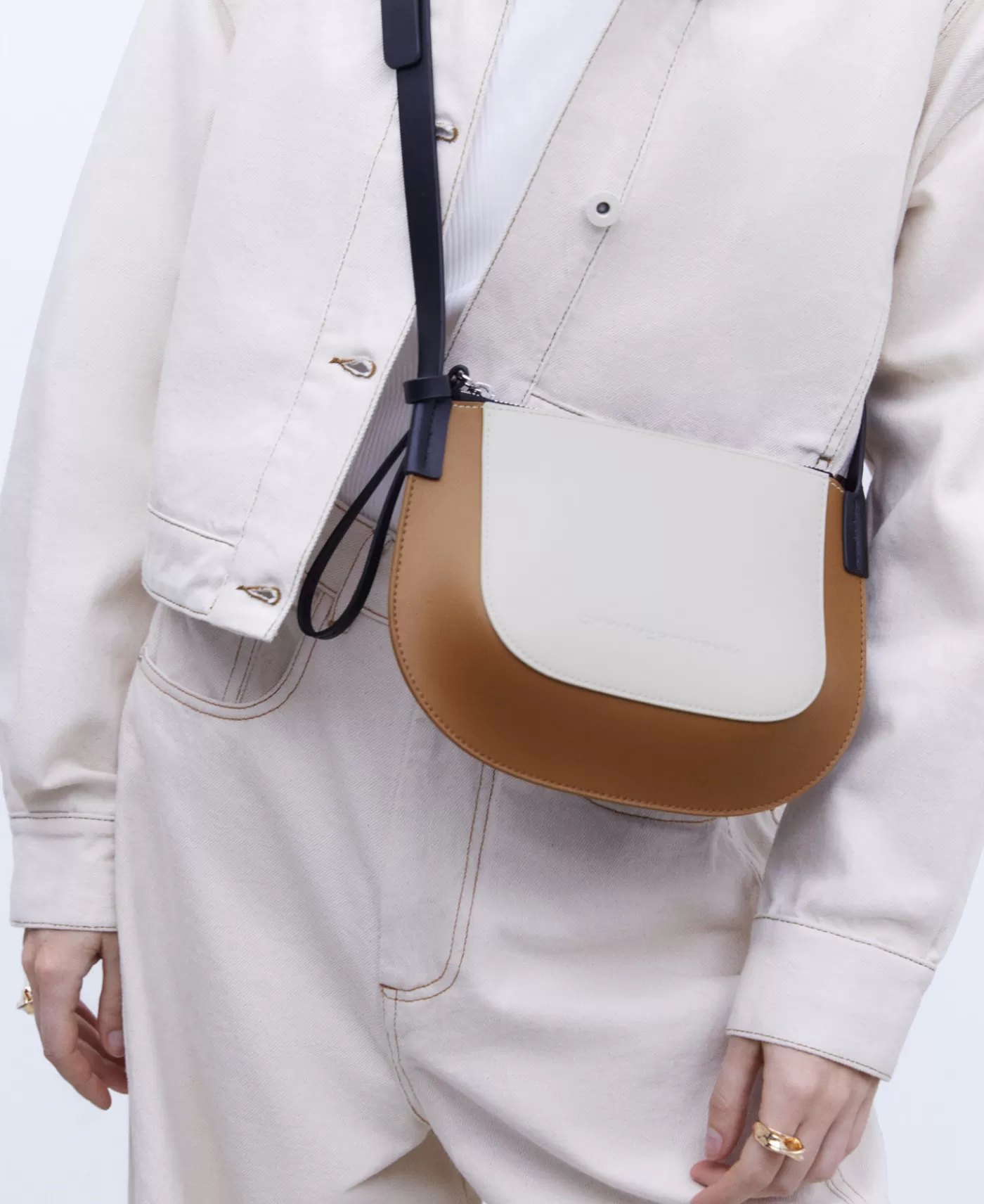 Mujer Adolfo Dominguez Mini Bandolera Tricolor En Piel Vaqueta